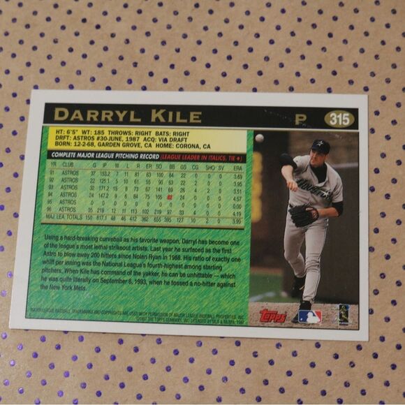 Darryl Kile #315 Baseball Card - Picture 2 of 2